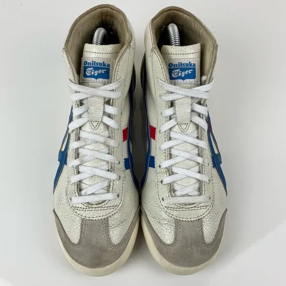 Asics Men’s Size 7.5 Onitsuka Tiger Mexico Mid Tokyo White Cracked Leather Shoes