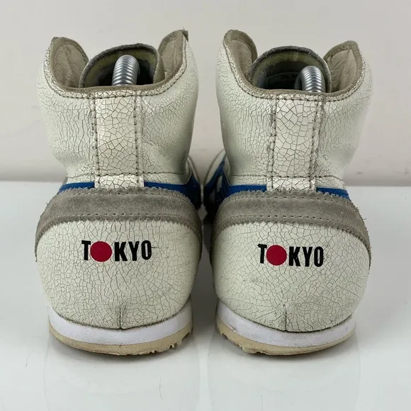 Asics Men’s Size 7.5 Onitsuka Tiger Mexico Mid Tokyo White Cracked Leather Shoes