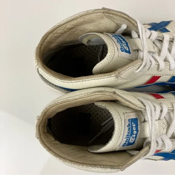 Asics Men’s Size 7.5 Onitsuka Tiger Mexico Mid Tokyo White Cracked Leather Shoes