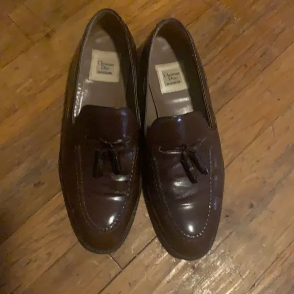 Auth Christian Dior Brown slip on Shoes Mens Style CD 433 25 Size 40