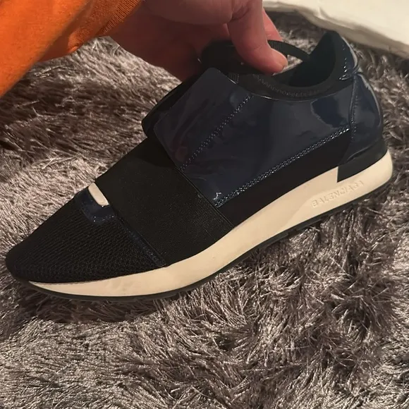 Balenciaga runners size 40 authentic patent leather, navy blue and black