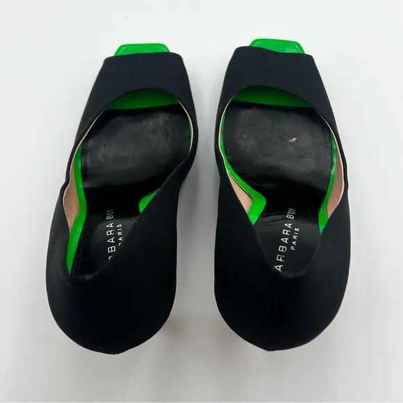 Barbara Bui Paris Made in Italy Stiletto Peep Toe Pumps Black Orange Green