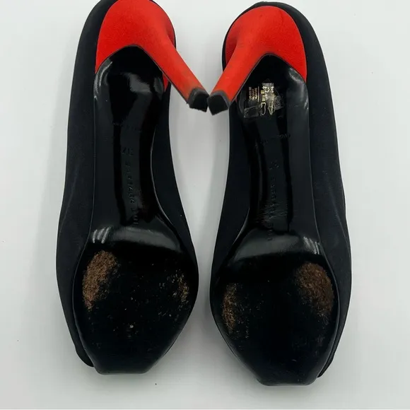 Barbara Bui Paris Made in Italy Stiletto Peep Toe Pumps Black Orange Green