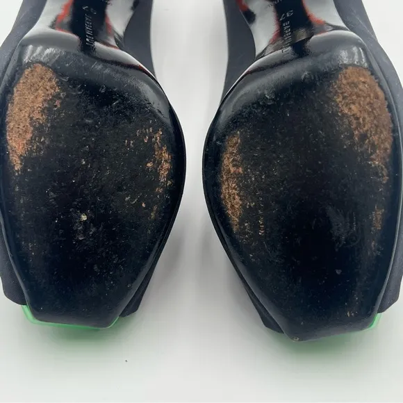 Barbara Bui Paris Made in Italy Stiletto Peep Toe Pumps Black Orange Green