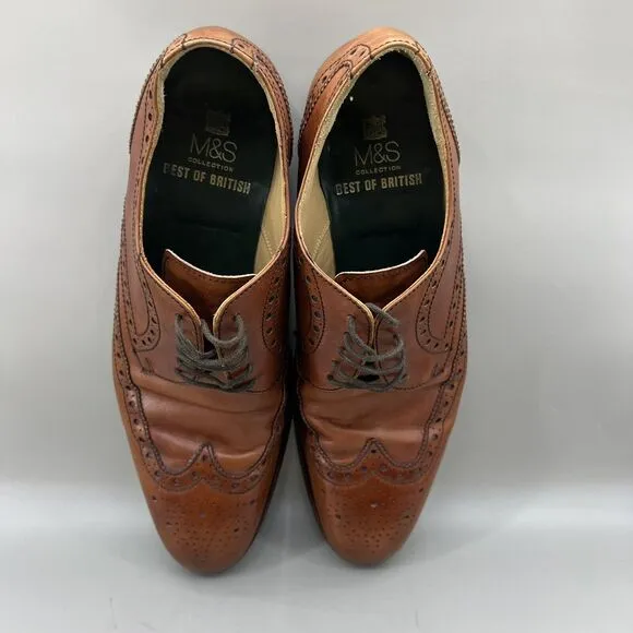 Barker Full Brogue Wingtip Shoes Men’s 11 F US, 10 UK Brown M &amp; S Collection