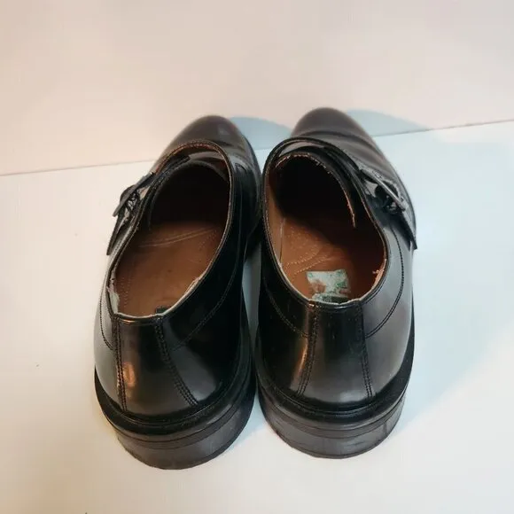 Bass Vintage Black Leather Made In Italy Single Monk Strap Dress Shoes Size 12M