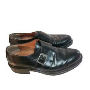 Bass Vintage Black Leather Made In Italy Single Monk Strap Dress Shoes Size 12M