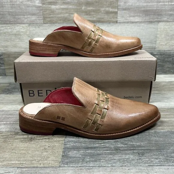Bed Stu Asenet Mule Women’s 8.5 Tan Gold Rustic Leather Shoes