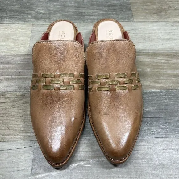 Bed Stu Asenet Mule Women’s 8.5 Tan Gold Rustic Leather Shoes