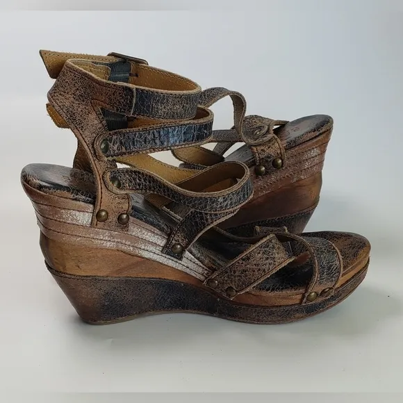 Bed Stu Juliana Wedge Leather Sandal Women's shoes Size 8.5