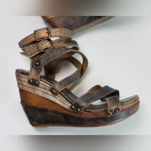 Bed Stu Juliana Wedge Leather Sandal Women's shoes Size 8.5