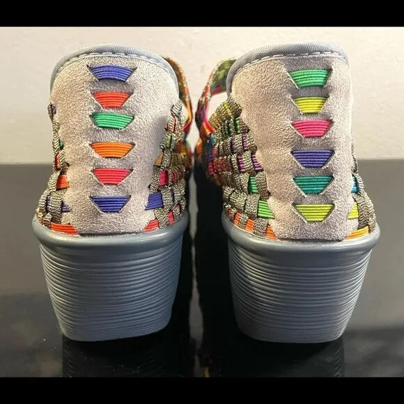 Bennie Mev Calypso Peep Toe Wedge Heel Woven Shoes WMS SZ 39/8.5-9 M.