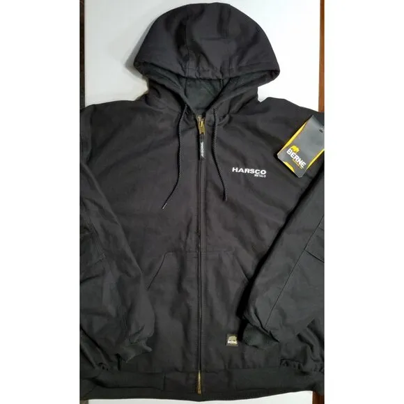 BERNE Full Zip Hooded Heavy Duck Canvas Quilt Lined Work Chore Coat Jacket 3XL