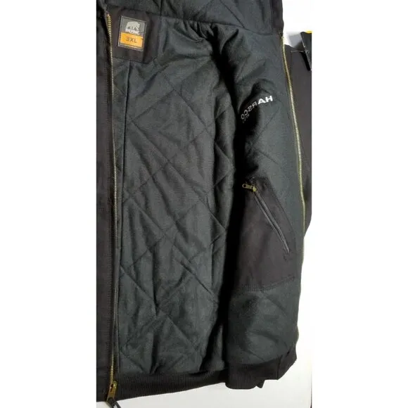 BERNE Full Zip Hooded Heavy Duck Canvas Quilt Lined Work Chore Coat Jacket 3XL