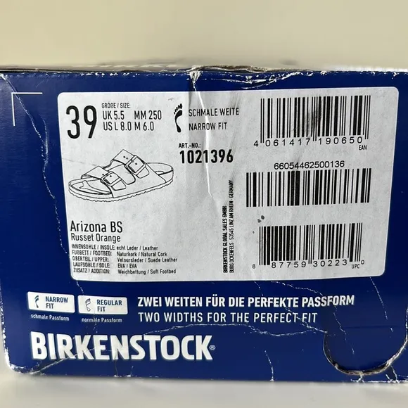 Birkenstock Arizona BS Sandal Narrow Fit Size 8 Women’s Russet Orange Shoes