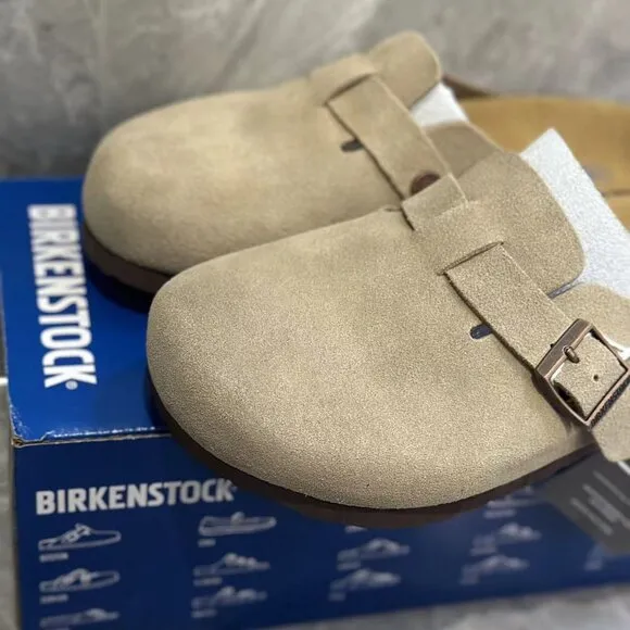 Birkenstock Unisex Shoes, Boston Suede - Taupe