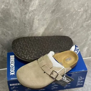 Birkenstock Unisex Shoes, Boston Suede - Taupe