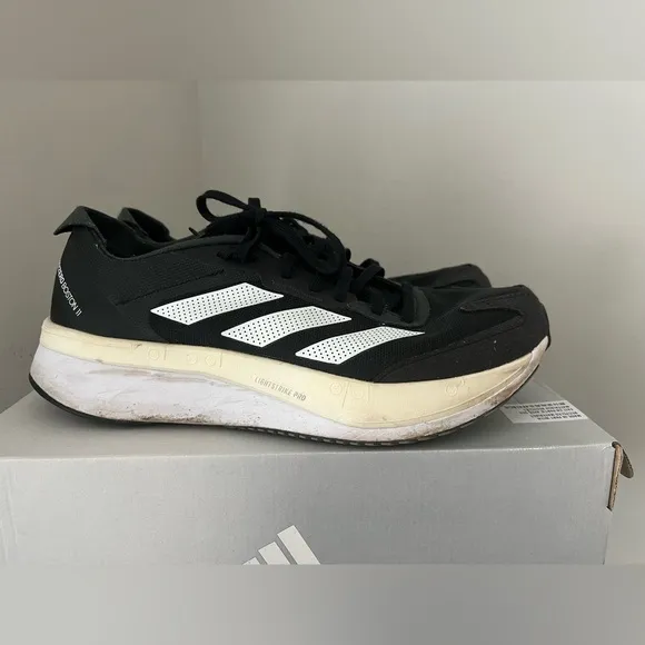 Black &amp; White Adidas Adizero Boston 11 - Size 11.5 Mens