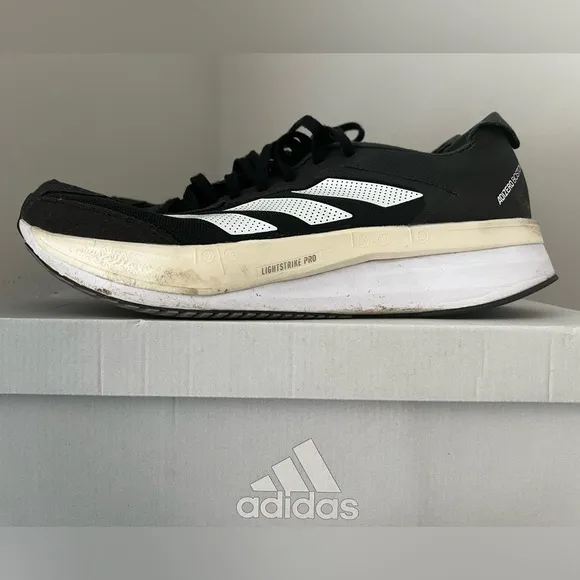Black &amp; White Adidas Adizero Boston 11 - Size 11.5 Mens