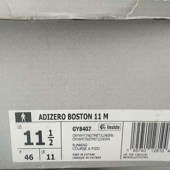 Black &amp; White Adidas Adizero Boston 11 - Size 11.5 Mens
