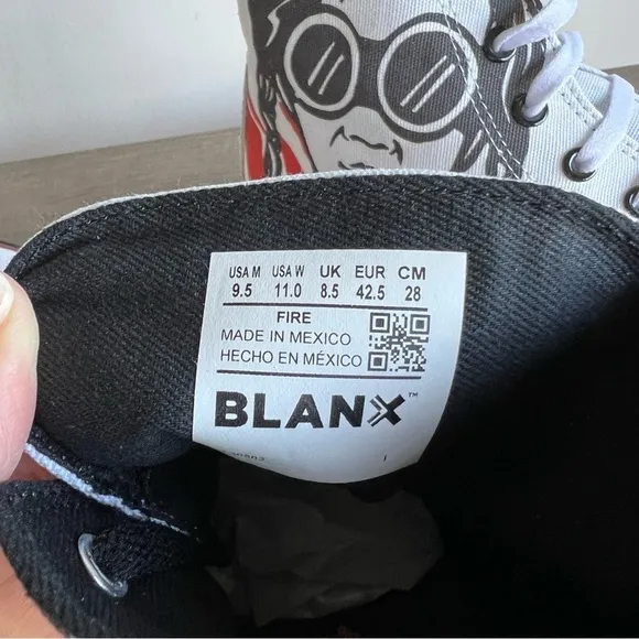 Blanx Erre Fire Unisex Hi Top Shoe Size 9.5 or 11
