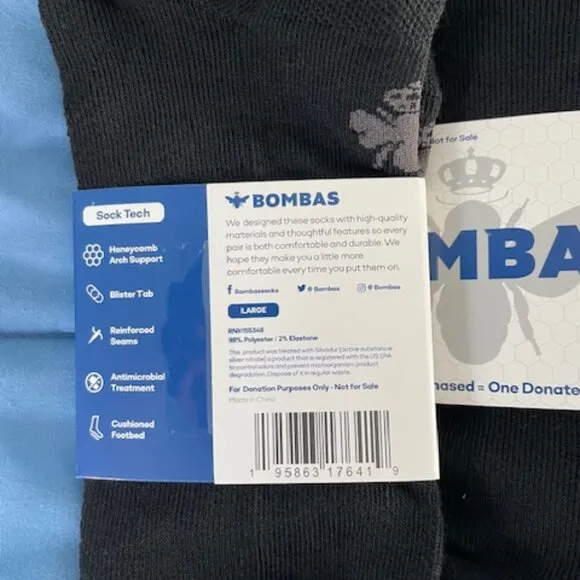 Bombas Socks x 10 pairs BUNDLE Large Ankle Black NEW MENS UNISEX GOTH ATHLETIC