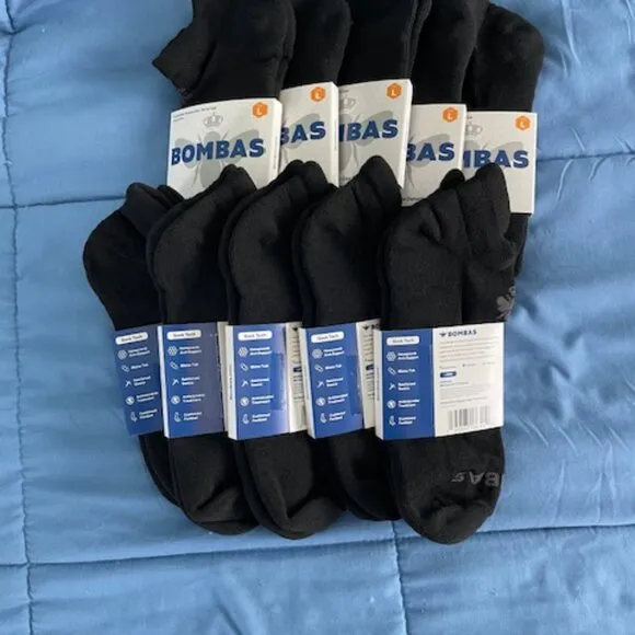 Bombas Socks x 10 pairs BUNDLE Large Ankle Black NEW MENS UNISEX GOTH ATHLETIC