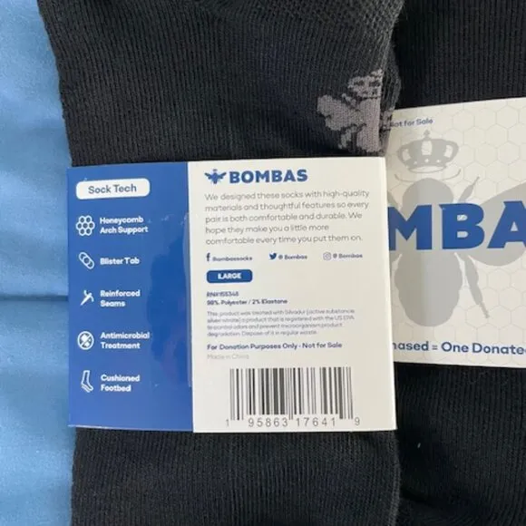 Bombas Socks x 10 pairs BUNDLE Large Ankle Black NEW MENS UNISEX GOTH ATHLETIC