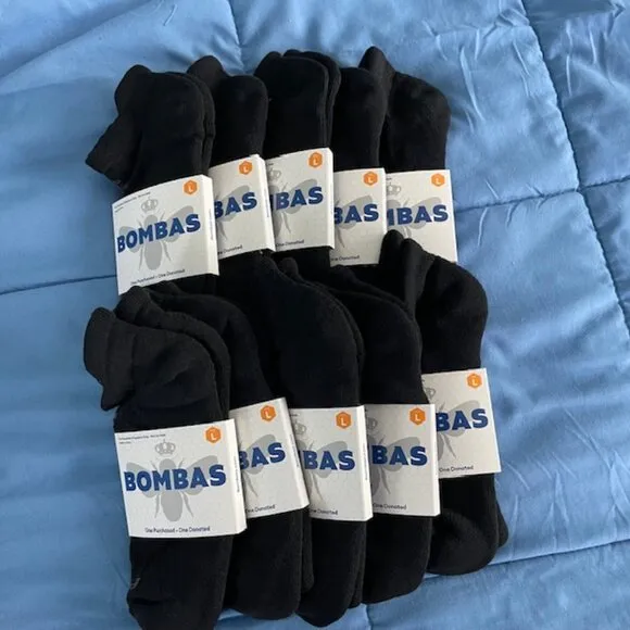Bombas Socks x 10 pairs BUNDLE Large Ankle Black NEW MENS UNISEX GOTH ATHLETIC