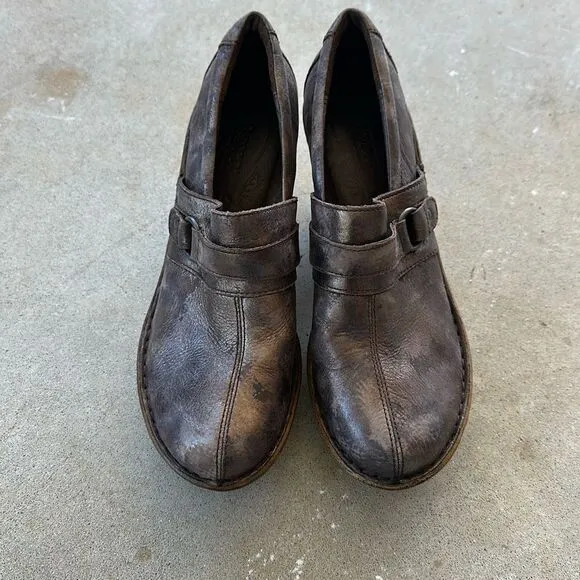 Born Haddon Clog Metallic Bronze Distress Shoes Women’s Size 8.5