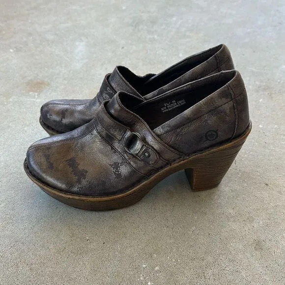 Born Haddon Clog Metallic Bronze Distress Shoes Women’s Size 8.5