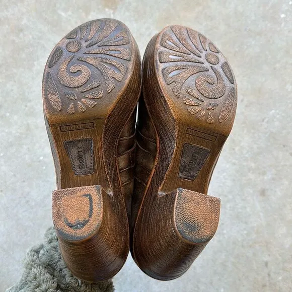 Born Haddon Clog Metallic Bronze Distress Shoes Women’s Size 8.5
