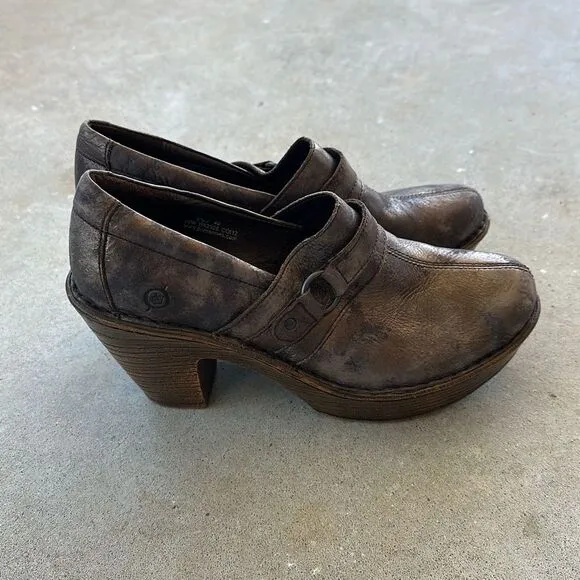 Born Haddon Clog Metallic Bronze Distress Shoes Women’s Size 8.5