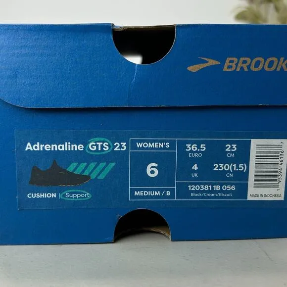Brooks Adrenaline GTS 23 Running Shoes Black Cream Biscuit Women’s US 6B NWD