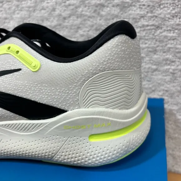 Brooks Ghost Max Men's Running Shoes, Grey/Black Sharp Green NEW, Size 10