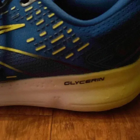Brooks glycerin 20 men’s shoes - size 12.5- bright blue w yellow accent
