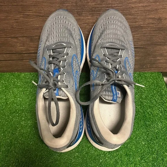 Brooks Glycerin GTS 19 Athletic Running‎ Shoes Grey Blue Men’s Size 14 US