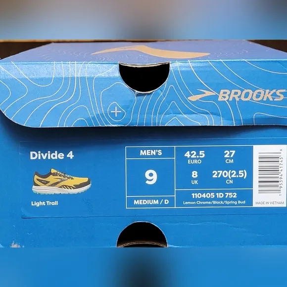 Brooks Trail Divide 4 Athletic Shoes Multicolor 110405-1D-752 Men's Size 9 New