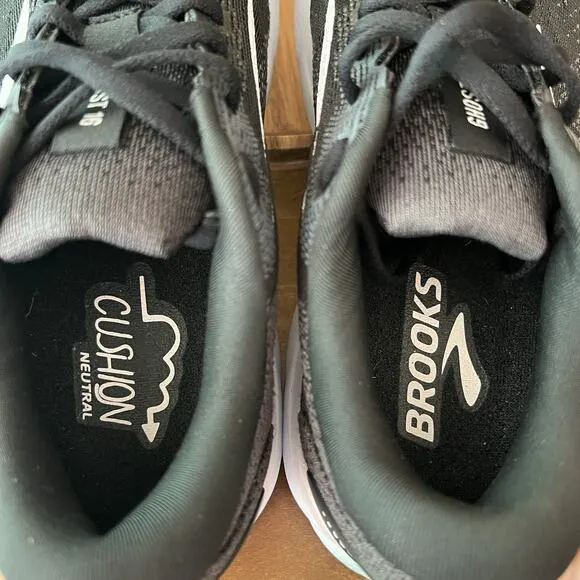Brooks Womens Ghost 16 Black Running Shoes Sneakers Size 8.5 M