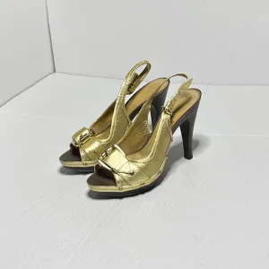 Burberry Gold Slingback Heels