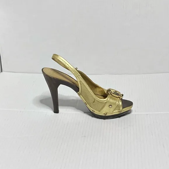 Burberry Gold Slingback Heels
