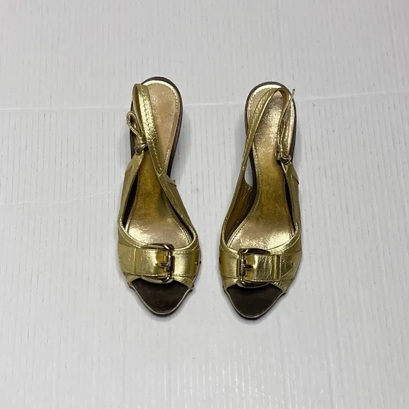 Burberry Gold Slingback Heels