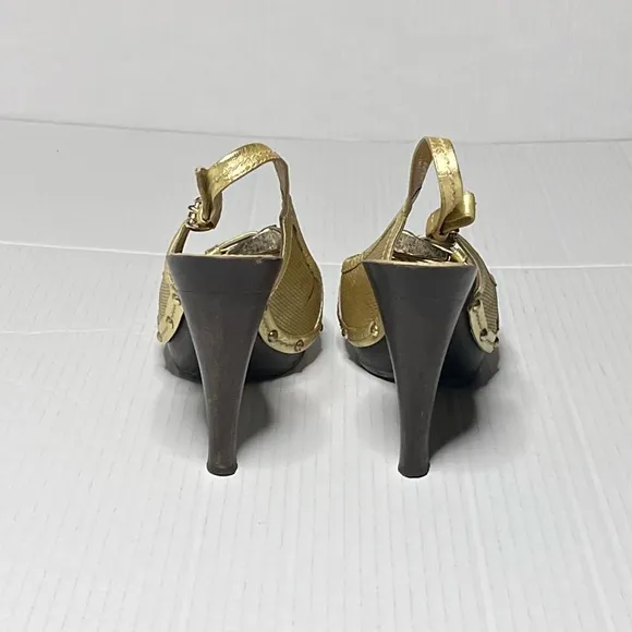 Burberry Gold Slingback Heels
