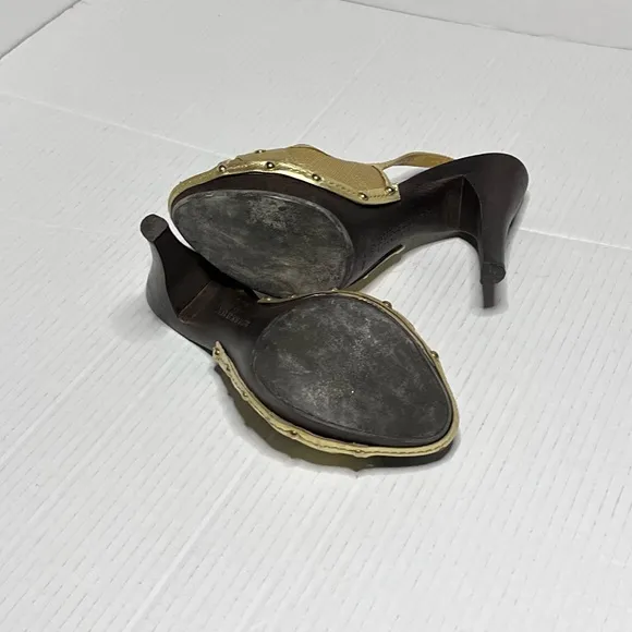Burberry Gold Slingback Heels