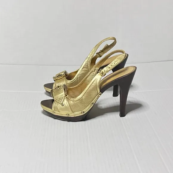 Burberry Gold Slingback Heels