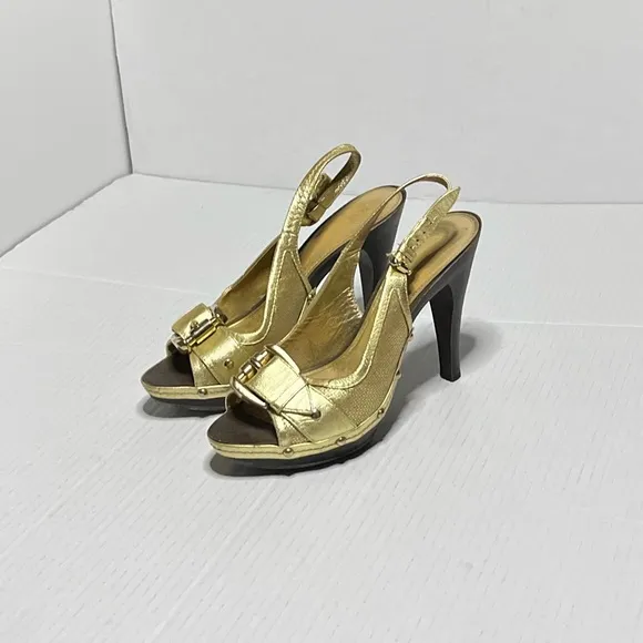 Burberry Gold Slingback Heels