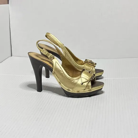 Burberry Gold Slingback Heels