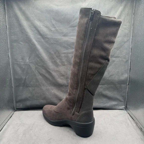 Bzees Wishlist Tall Boots‎ Women’s Size 9W Grey Side Zip Stretch Microfiber