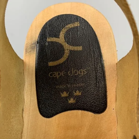 Cape Clogs women’s Leopard Cheetah Print Wooden platform Heel shoes EU37/US7