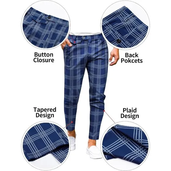 Chinos Slim Fit Pants  Front Stretch Skinny Tapered Dress Pants Trousers